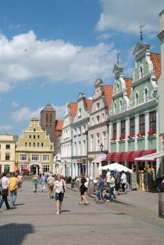 Krämerstrasse, Wismar, Østersjøen, middelalder, Backsteinsgotik, Ostsee, Unesco Verdensarv, Gamlebyen, Altstadt, Hansestadt Wismar, Mecklenburg Vorpommern, Nord-Tyskland