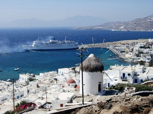 Mykonos, havnen, Kykladene, Hellas