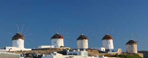 Mykonos - vindmøller på Mykonos, kykladene, Hellas