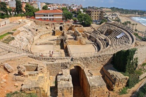 Romersk amfiteater i Tarragona, Costa Brava Catalonia, Spania