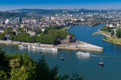 Koblenz, Deutsches Eck, Mosel, Rhinen, Rheintal, romertid, middelalder, Unescos liste over Verdensarven, Vest-Tyskland