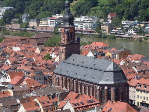 Heidelberg, Altstadt, Marktplatz, Alte Brücke, Neckar, Schloss Heidelberg, Unescos liste over Verdensarven, Baden-Württemberg, Sør-Tyskland