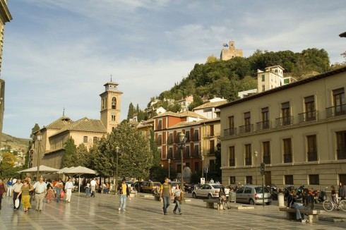 Granada, Alhambra, Generalife, Albaicín, Bib-Rambla, Plaza Nueva, Capilla Real, Santa Ana, San Nicholas, San Miguel de Bajo, Unescos liste over Verdensarven, Andalucia, Spania