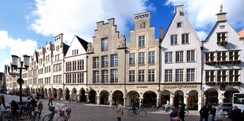 Münster, Tyskland, Vest-Tyskland, Westfalen, Prinzipalmarkt, middelalder, Freden i Westfalen, Friedenssal, anabaptistene, LWL Museum Münster, Thürmerin, Dom St. Paul, Lamberti-kirche