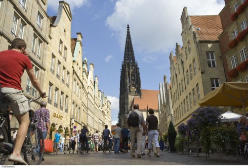 Münster, Tyskland, Vest-Tyskland, Westfalen, Prinzipalmarkt, middelalder, Freden i Westfalen, Friedenssal, anabaptistene, LWL Museum Münster, Thürmerin, Lamberti-kirche