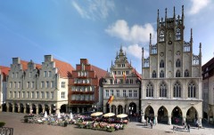 Münster, Tyskland, Vest-Tyskland, Westfalen, Prinzipalmarkt, middelalder, Freden i Westfalen, Friedenssal, anabaptistene, LWL Museum Münster, Thürmerin, Dom St. Paul, Lamberti-kirche