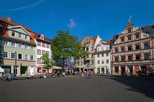 Erfurt, Thüringen, Tyskland, middelalder, Krämerbrücke, Domplatz, Dom St. Marien, St. Severikircher, Fischmarkt, Kleinmarkt, Alte Synagoge, Martin Luther, Augustinerkloster, Anger, Angermuseum, Zitadelle Petersberg, Marktstrasse