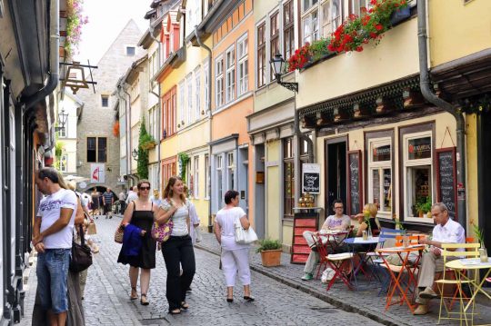 Erfurt, Thüringen, Tyskland, middelalder, Krämerbrücke, Domplatz, Dom St. Marien, St. Severikircher, Fischmarkt, Kleinmarkt, Alte Synagoge, Martin Luther, Augustinerkloster, Anger, Angermuseum, Zitadelle Petersberg, Marktstrasse