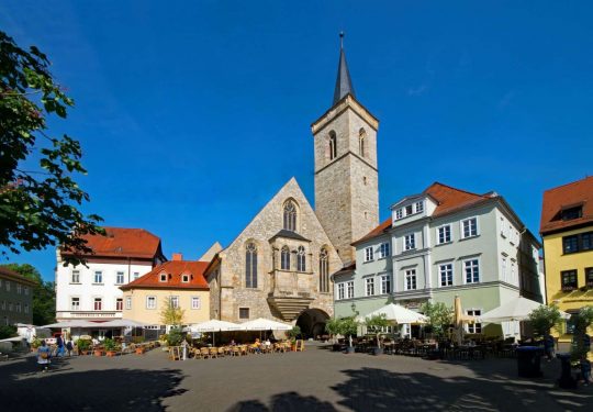 Erfurt, Thüringen, Tyskland, middelalder, Krämerbrücke, Domplatz, Dom St. Marien, St. Severikircher, Fischmarkt, Kleinmarkt, Alte Synagoge, Martin Luther, Augustinerkloster, Anger, Angermuseum, Zitadelle Petersberg, Marktstrasse